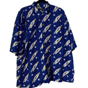 Johnny Blaze Men's XXL Button Up Shirt All over Logo Print Vantage 1990's Pocket